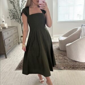 Banana Republic Factory Olive Green Square-Neck Midi Dress